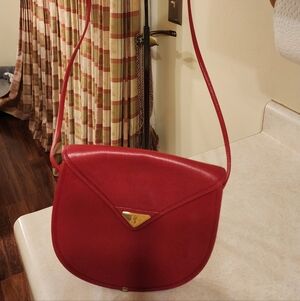 vintage Yves Saint Laurent (YSL) red leather sling bag